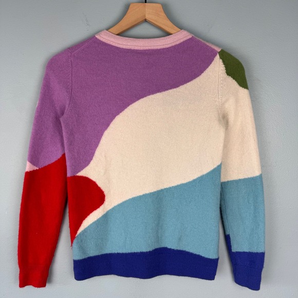 Boden Abstract Colorblock Crewneck Sweater Women's XS Colorful 100% Cashmere - Picture 5 of 5